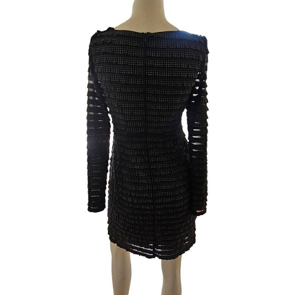 Nanette Lepore womens Sz 0 black silver polkadots ruffled dress - Picture 7 of 9